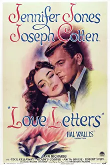 2014 Prints: LOVE LETTERS, US poster art, Jennifer Jones, Joseph Cotten, 1945