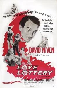Niven Prints: THE LOVE LOTTERY, US poster art, center: David Niven; below left: Peggy Cummins, 1954