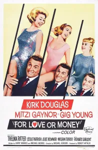 Kirk Prints: FOR LOVE OR MONEY, US poster, Kirk Douglas (three times) holding from left: Mitzi Gaynor