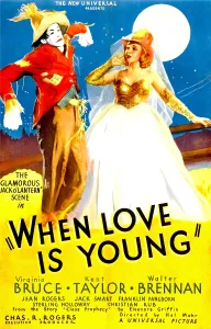 February Prints: WHEN LOVE IS YOUNG, US poster art, Virginia Bruce, 1937