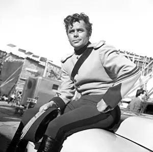 THE LOVES OF CARMEN, Glenn Ford, on location at the Columbia ranch, 1948