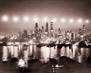 Flash Prints: Lower Manhattan illuminated by ten photoflash cartridges of 50