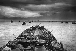 Trucks Prints: A LST (Landing Ship Tank) en route for the invasion of Cape Sansapor, New Guinea
