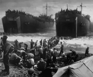 Lcgr1311 Prints: LST's off Leyte Island beach