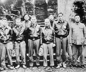 Heroes Prints: Lt. Col. Doolittle with members of his flight crew and Chinese officials in China