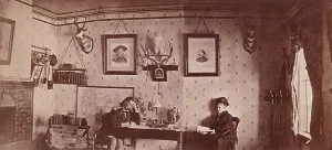 Living Room Prints: Lt. Colonel Custers snuggery at Fort Abraham Lincoln in Dakota Territory
