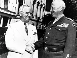 Truman Prints: Lt. General George S. Patton shaking hands with President Truman