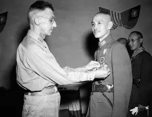 Kai Shek Prints: Lt. General Joseph W. Stillwell gives General Chiang Kai-shek the Legion of Merit medal