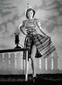 Hooded Dress Prints: LUCILLE BALL, while she was working for CBS Radio's Phil Baker Programs, 1938