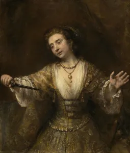 Lcgr1605 Prints: Lucretia, by Rembrandt van Rijn, 1664, Dutch painting, oil on canvas
