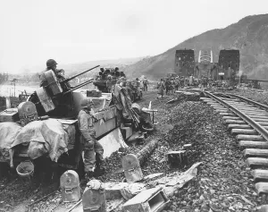 Lcgr1406 Prints: Ludendorff bridge at Remagen after its capture on March 7