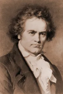 Beethoven Prints: Ludwig van Beethoven (1770-1827) in portrait by Carl Jaeger