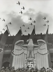 Banners Prints: Luftwaffe Fly-By in honor of Hitler's birthday in Charlottenburg