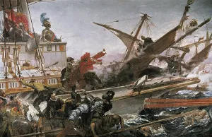Islamists Prints: LUNA Y NOVICIO, Juan (1857-1899). Naval Battle of Lepanto. 1887