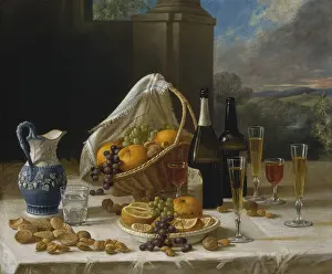 Grapes Prints: Luncheon Still Life, 1860, by John F. Francis, 1808-1886, American painting, oil on canvas