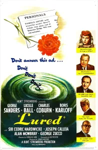 Films By Douglas Sirk Prints: LURED, US poster, from top: Lucille Ball