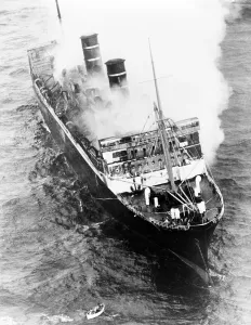 Deaths Prints: Luxury Liner Morrow Castle, smoldering off Asbury Park