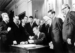 Lyndon Prints: LYNDON JOHNSON, signing civil rights housing law