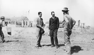 Bsloc 2011 17c Prints: Lyndon Johnson visiting a National Youth Administration projects at Seguin Texas