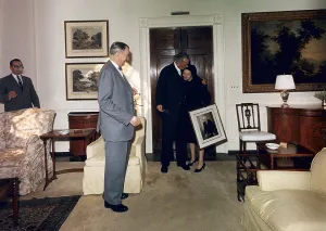 Rayburn Prints: Lyndon and Lady Bird Johnson moving into the White House residence