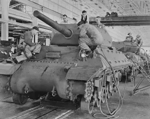 Manufacturing Prints: M-10 tanks in production on General Motors assembly line