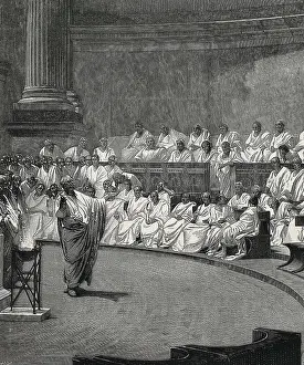 1880 Prints: MACCARI, Csar (1840-1919). Cicero Denouncing Catiline