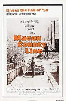 Bridge Prints: MACON COUNTY LINE, US poster art, from left, Jesse Vint, Cheryl Waters, Alan Vint, 1974