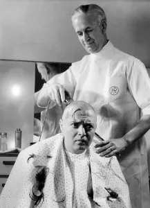 Movies Prints: MAD LOVE, Peter Lorre getting his head shaved for upcoming role, 1935