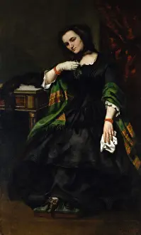 Shawl Prints: MADAME AUGUSTE CUOQ, by Gustave Courbet, 1852-57, French painting, oil on canvas