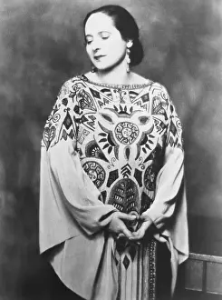 Sophisticated Prints: Madame Helena Rubinstein, in a Paul Poiret gown inspired by the Russian ballet. Ca. 1912