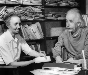 Exile Prints: Madame Joliot-Curie visits of Albert Einstein