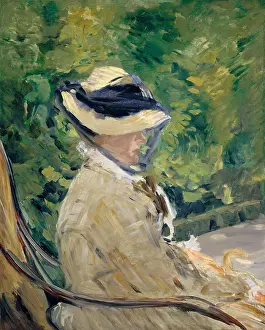 Fabrics Prints: Madame Manet (Suzanne Leenhoff), by Edouard Manet, 1880 French impressionist oil painting