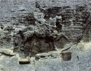 Madara Horeseman. 8th c. BULGARIA. VARNA. Madara. Medieval relief depicting the Bulgar Khan kwnown as the Madara Rider. Sculpture. AISA/Everett Collection**US SALES ONLY**