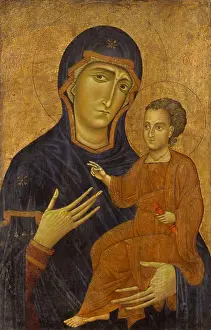 Tuscan Prints: MADONNA AND CHILD, by Berlinghiero, 1230s, Italian Medieval, painting, oil on wood