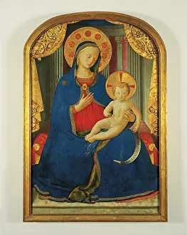 White Background Prints: Madonna and Child, by Guido di Pietro (or Piero) known as Beato Angelico