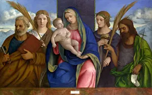 John The Baptist Prints: MADONNA AND CHILD SAINTS, by Giovanni Bellini