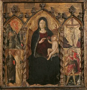 Square Image Prints: Madonna with Child The Stigmata of St Francis St Anthony Abbot e St Bartholomew Crucifixion Saint Christopher