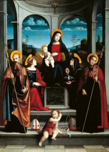 St John Prints: Madonna with Child and Sts Scholastica