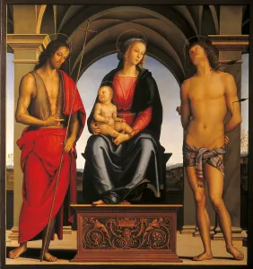 Sebastian Prints: Madonna Enthroned with Child and Sts John the Baptist and Sebastian