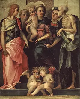 Angels Prints: Madonna Enthroned with Four Saints (Pala dello Spedalingo)