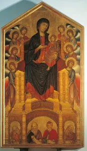 Golden Background Prints: Madonna of the Holy Trinity, by Cenni di Pepo known as Cimabue