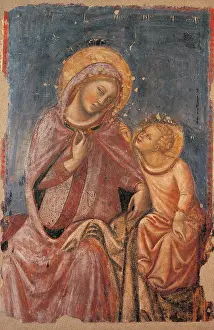 Gothic Style Prints: Madonna Sewing, by Vitale degli Equi known as Vitale da Bologna