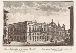 Spanisheurope Prints: Madrid (19th c.). Real Casa de Correos (Royal Mail House) in Puerta del Sol