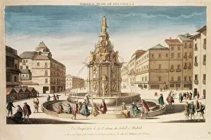 Spanisheurope Prints: Madrid (c. 1665). Plaza del Sol and Mariblanca Fountain