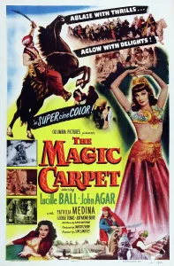 Ball Prints: THE MAGIC CARPET, US poster art, bottom left: Patricia Medina; right: Lucille Ball, 1951