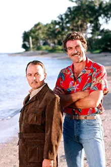 Beach Prints: MAGNUM, P.I. from left: John Hillerman, Tom Selleck, (Season 1, 1981), 1980-88