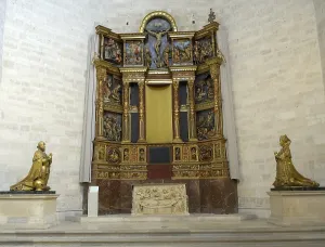 Berruguete Prints: Main altarpiece of the monastery of la Mejorada de Olmedo (Valladolid) with the praying figures of the Dukes of Lerma
