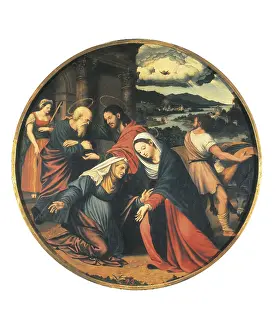 MAIP, Vicente (1480-1550). The Visitation. 1st half 16th c. Scene from the visitation of St. Elisabeth to the Virgin. Renaissance art. Oil on canvas. SPAIN. Madrid. Prado Museum
