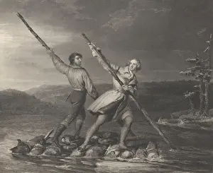 Major Prints: Major George Washington and frontiersman Christopher Gist cross the icy Allegheny River in Dec