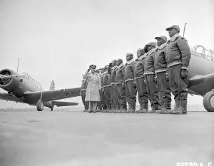 Review Prints: Major James Ellison reviews first class of Tuskegee Airmen